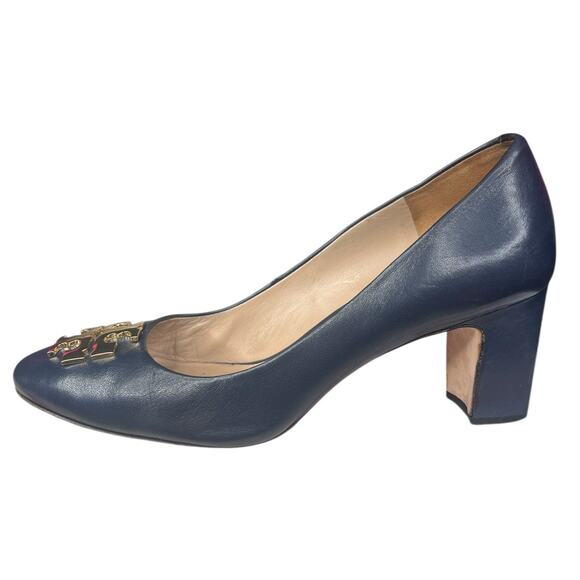 Tory Burch Women’s Janey Blue Leather Pump Size US 8.5 - Picture 3 of 13